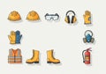 Collection of construction safety equipment illustrations on a white background. Includes two Royalty Free Stock Photo