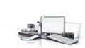 Collection of consumer electronics 3D render on white background Royalty Free Stock Photo