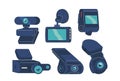 Collection Of Contemporary Surveillance Devices, Including Different Types Of Cameras Used For Security And Monitoring