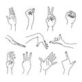 Collection of contour hands gestures - vector