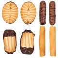 Collection of cookies and chocolate candy isolated Royalty Free Stock Photo