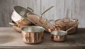 A Collection of Copper Cookware Royalty Free Stock Photo