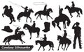 Collection of Cowboy silhouettes Royalty Free Stock Photo