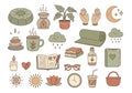 Collection of Cozy and Relaxing Objects for Self-Care and Mindfulness Royalty Free Stock Photo