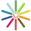 Collection of crayons in circle Royalty Free Stock Photo