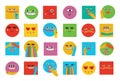 Collection of crazy Abstract comic characters elements and geometric faces. Bright colors Cartoon style. Vector