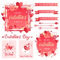 Collection of creative Valentines Day cards and elements