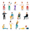 Collection Creative Various Lifestyle Character. Set Crowd of People Performing Activity. Flat style. Vector