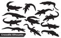 Collection of crocodile Silhouette in different poses