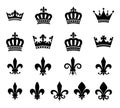 Collection of crown and fleur de lis design elements