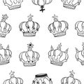 Collection crown hand draw pattern