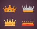 Collection of crown icons awards for winners, champions, leadership. Royal king, queen, princess crowns.