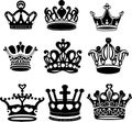 Collection Crown silhouette symbol with white background