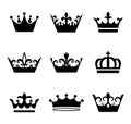 Collection of crown silhouette symbols, winner concept