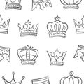 Collection crown sketch hand draw doodles