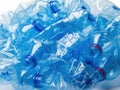 Collection of crushed blue plastic bottles Royalty Free Stock Photo