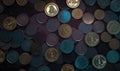A collection of crypto currency coins is set against background, showcasing the diversity of the market. Creating using