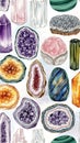Collection of Crystals and Gemstones Display Royalty Free Stock Photo