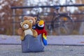 Cuddly toys in purse Royalty Free Stock Photo