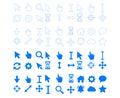 Collection of cursor icons and pointers in outline and solid blue for web design and user interface elements Royalty Free Stock Photo