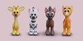 Collection with cute African animals in cartoon style Royalty Free Stock Photo