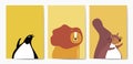 Collection of cute animals in cartoon style vector Royalty Free Stock Photo
