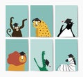 Collection of cute animals wearing a graduation cap in cartoon style vector