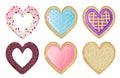 Collection of cute appetizing desserts in the form of hearts