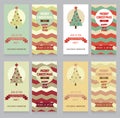 Collection of cute banners for christmas party in retro palette