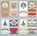 Collection of cute banners for christmas party in retro palette