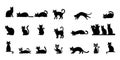 Collection of Cute Black Cat Silhouettes in Various Poses Royalty Free Stock Photo