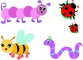 Collection of Cute Bugs Royalty Free Stock Photo