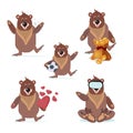 collection of cute cartoon bear in different posture. Royalty Free Stock Photo