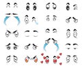 Collection cute cartoon eyes set vector Royalty Free Stock Photo