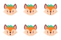 Collection of cute cartoon fox feelings. Vector illustration.