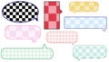 collection of cute checkers, gingham speech bubble, conversation box, chatbox, message box, speak balloon, and thinking balloons