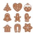 Collection of cute Christmas gingerbread cookies Royalty Free Stock Photo