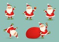 Collection of Cute Christmas Santa Claus isolated. Christmas Set of Cheerful, funny Santa clause for winter holidays. Happy Santa