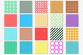 Collection of cute colorful geometric seamless patterns. Simple dotted and striped textures - repeatable unusual bright Royalty Free Stock Photo