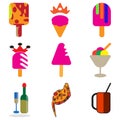 collection of cute colorful ice cream icons set Royalty Free Stock Photo