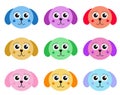 Collection of cute colorful puppy dog isolated on white background. Vector illustration. Royalty Free Stock Photo