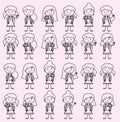 Collection of Cute and Diverse Vector Format Stick Figure Female Students
