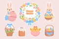 Collection of cute Easter stickers. Royalty Free Stock Photo