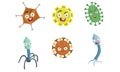 Collection of Cute Funny Microbes, Colorful Bacterias and Pathogens Characters With Various Emotions Vector Illustration Royalty Free Stock Photo