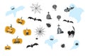 Collection of cute hand drawn Halloween elements Royalty Free Stock Photo