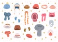 Set hats and scarves in cold weather Royalty Free Stock Photo