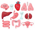 Collection cute human cartoon organs. Funny characters organs isolated on white background. Vector illustration. Anatomy Royalty Free Stock Photo