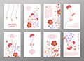 Collection of cute invitation cards with flowers for your design