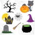 Collection of cute items Halloween characters for your design