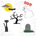 Collection of cute items Halloween characters for your design